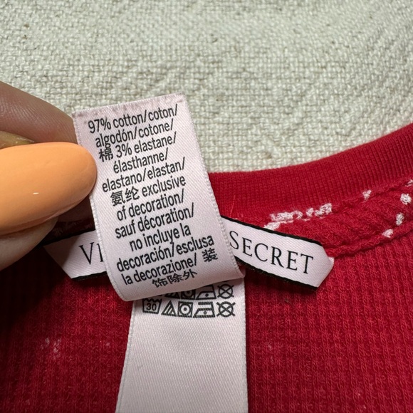 Victoria’s Secret Red Fair Isle Christmas Onesie Pajamas Loungewear L - Picture 6 of 8